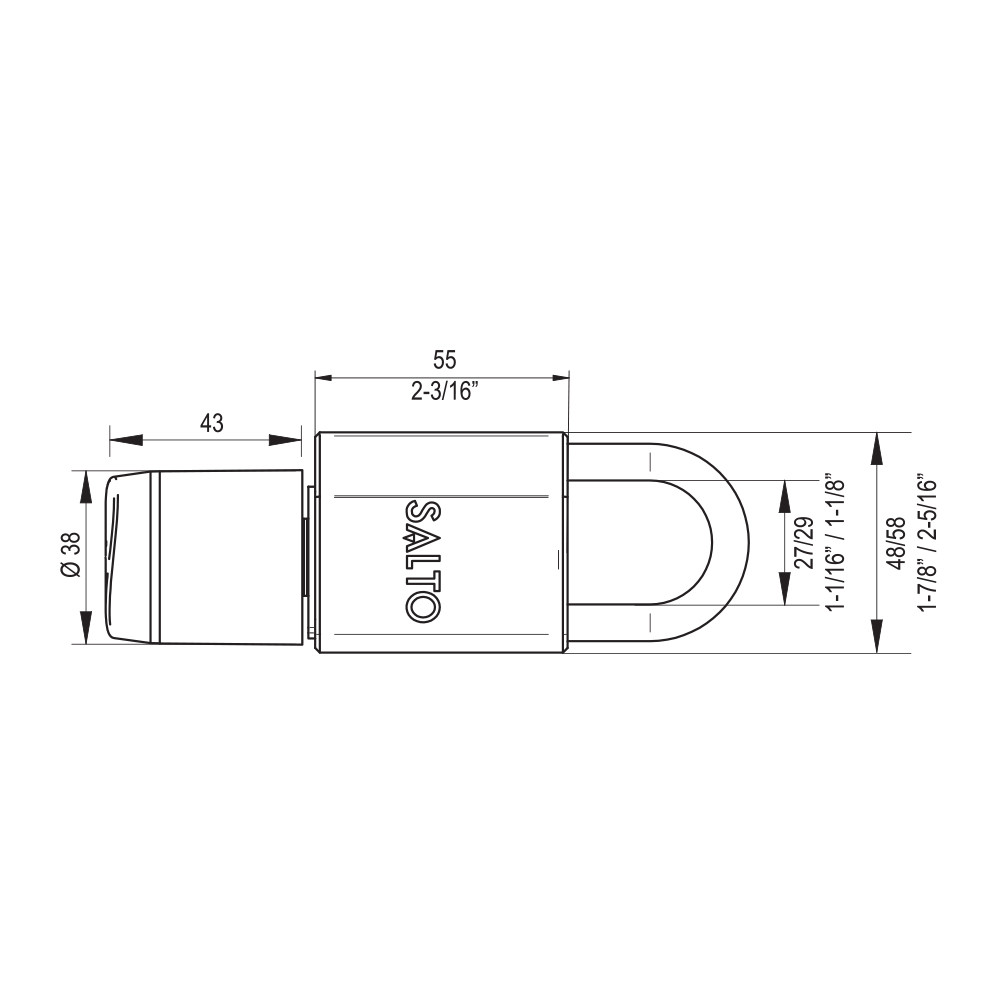 Salto G9p2158930cpbn Xs4 Geo 58mm Padlock 9x30mm Long