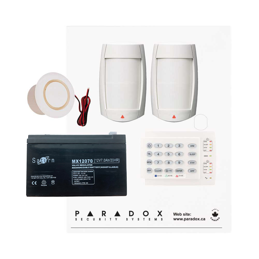 Paradox MG5050+ RF DG Kit with Small Cabinet, K10H Keypad & DG75 PIRs