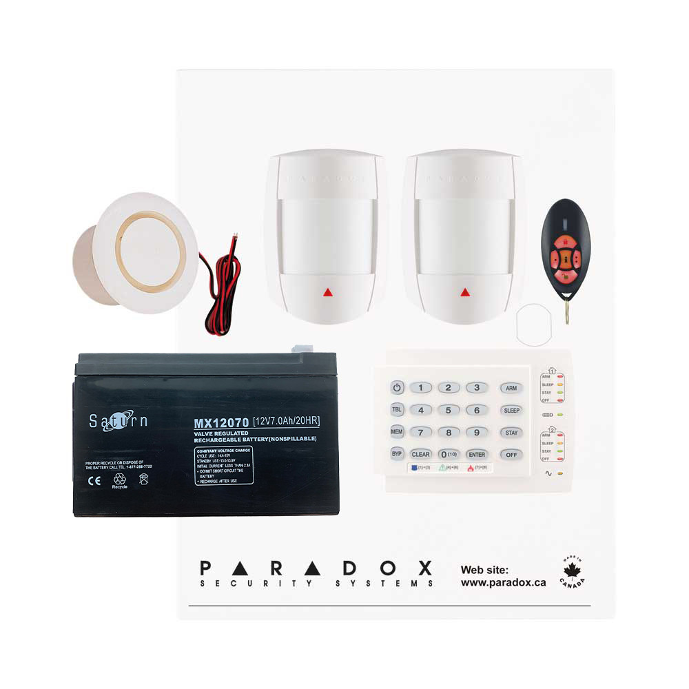 Paradox MG5050+ RF DG Kit with Small Cabinet, K10H Keypad, DG55 PIRs & REM2 Remote