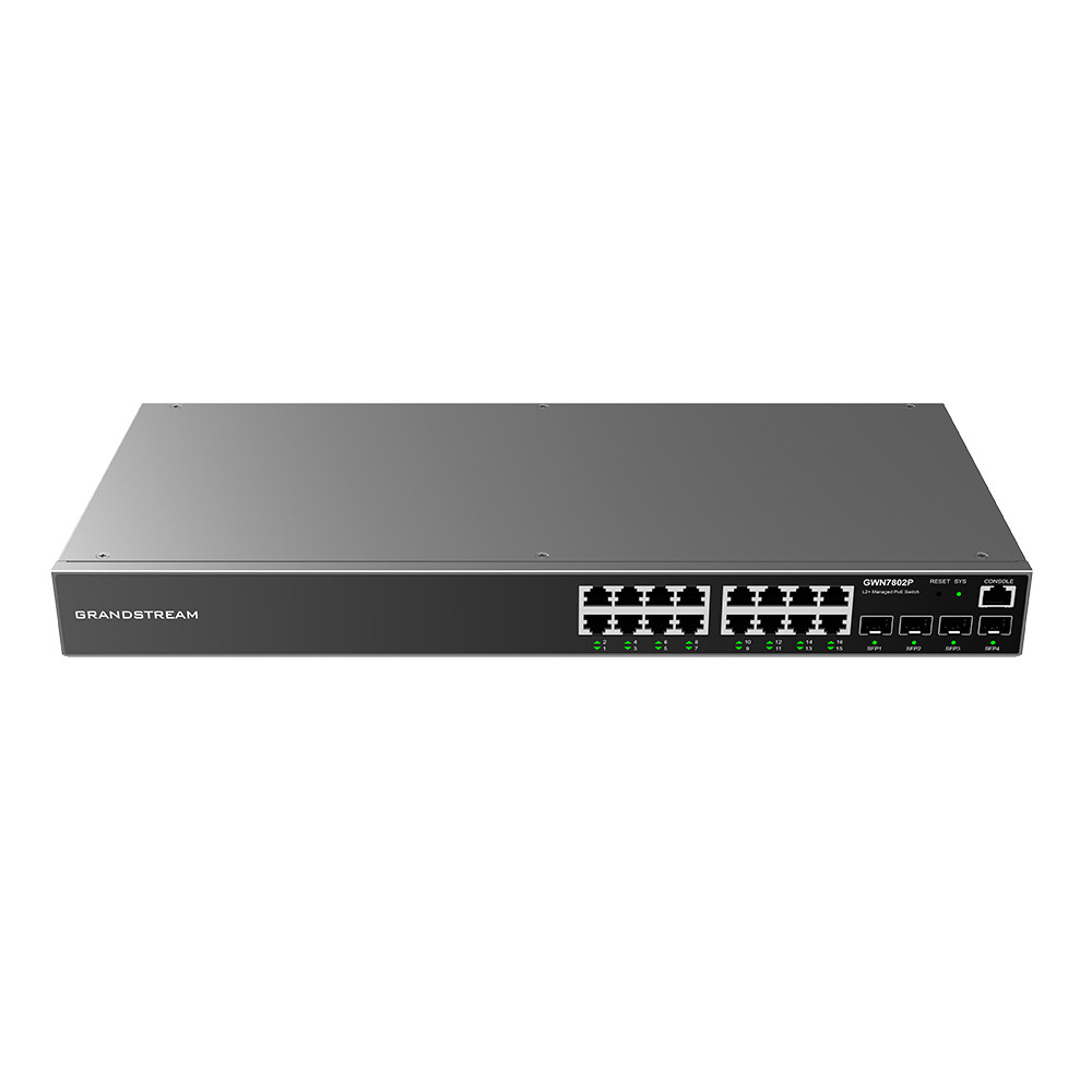 Grandstream GWN7802P Enterprise Layer 2+ PoE Network Switch, 16 x GigE, 4 x SFP