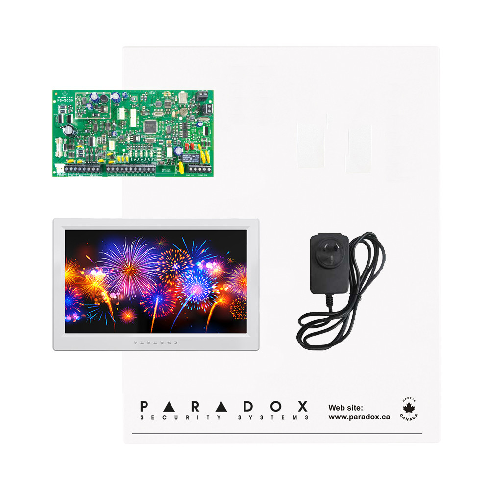 Paradox MG5050 Kit with Small Cabinet, Plug Pack & White TM70 Touch