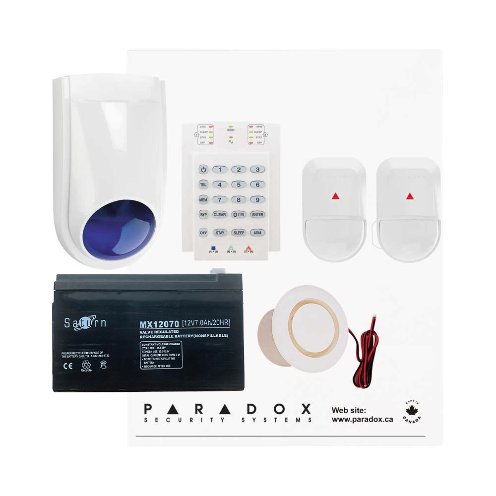Paradox SP4000 Envy Kit with Small Cabinet, K10V Keypad, WP06 External Siren & Plug Pack