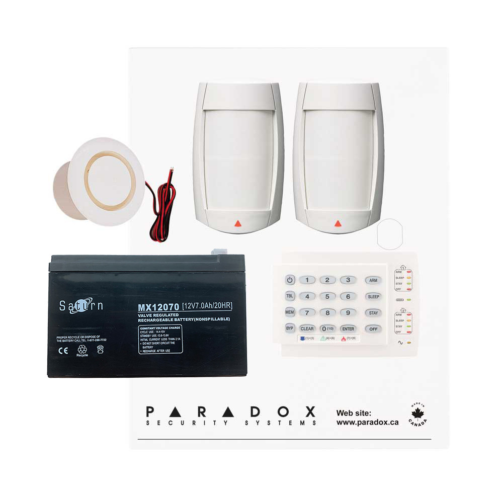 Paradox MG5050+ RF DG Kit with Small Cabinet, K10H Keypad, DG75 PIRs & Plug Pack