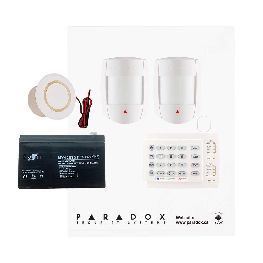 Paradox MG5050+ RF DG Kit with Small Cabinet, K10H Keypad, DG55 PIRs & Plug Pack