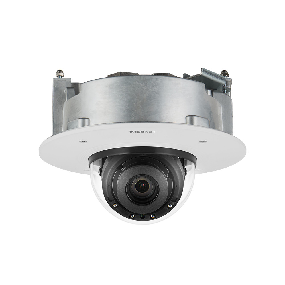 Hanwha Wisenet P 4K AI Flush Dome Camera, H.265, 30fps, WDR, IR, IK10, 4.5-10mm