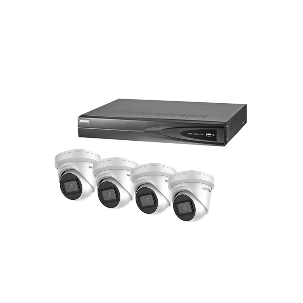 Hikvision 4 Channel Kit - Includes 4CH NVR recorder with 4x 6MP Acusense Turret Camera