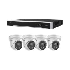 Hikvision 8 Camera 4TB M NVR - 4 x 6MP Acusense Turret Camera Kit