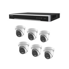 Hik 16 Camera 6TB M NVR- 6 x 6MP Hybrid CVu Turrets Kit