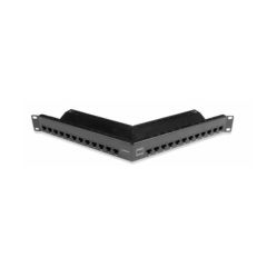 SIE Copper Cat6A Patch Panel Angled 1U Black 24 Port