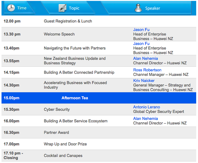 Huawei Partner Conference 2016 - Agenda